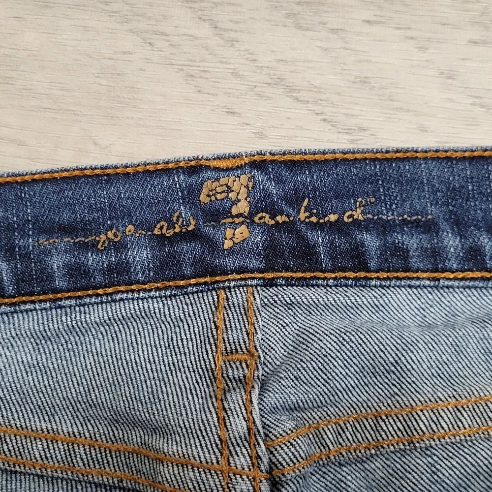 👖7 For All Mankind Jeans Womens 29 Indigo Wash Fading DOJO Flare Bootcut USA - Picture 7 of 16